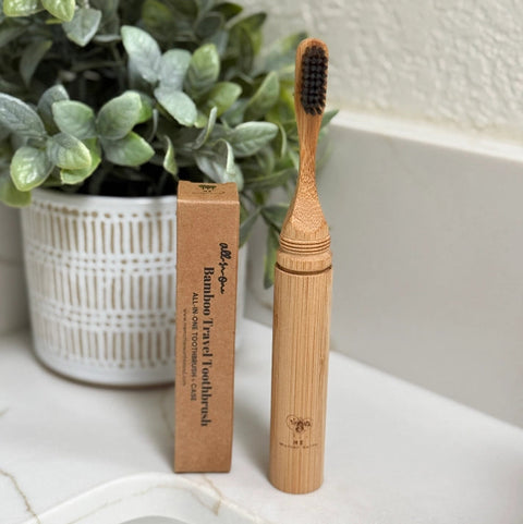 All-in-One Bamboo Travel Toothbrush + Case