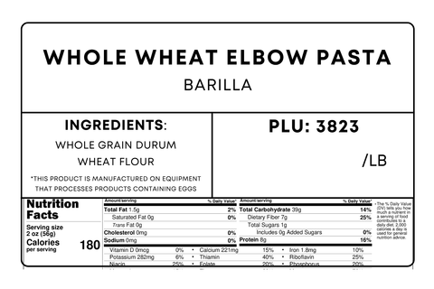 Whole Wheat Elbow Pasta